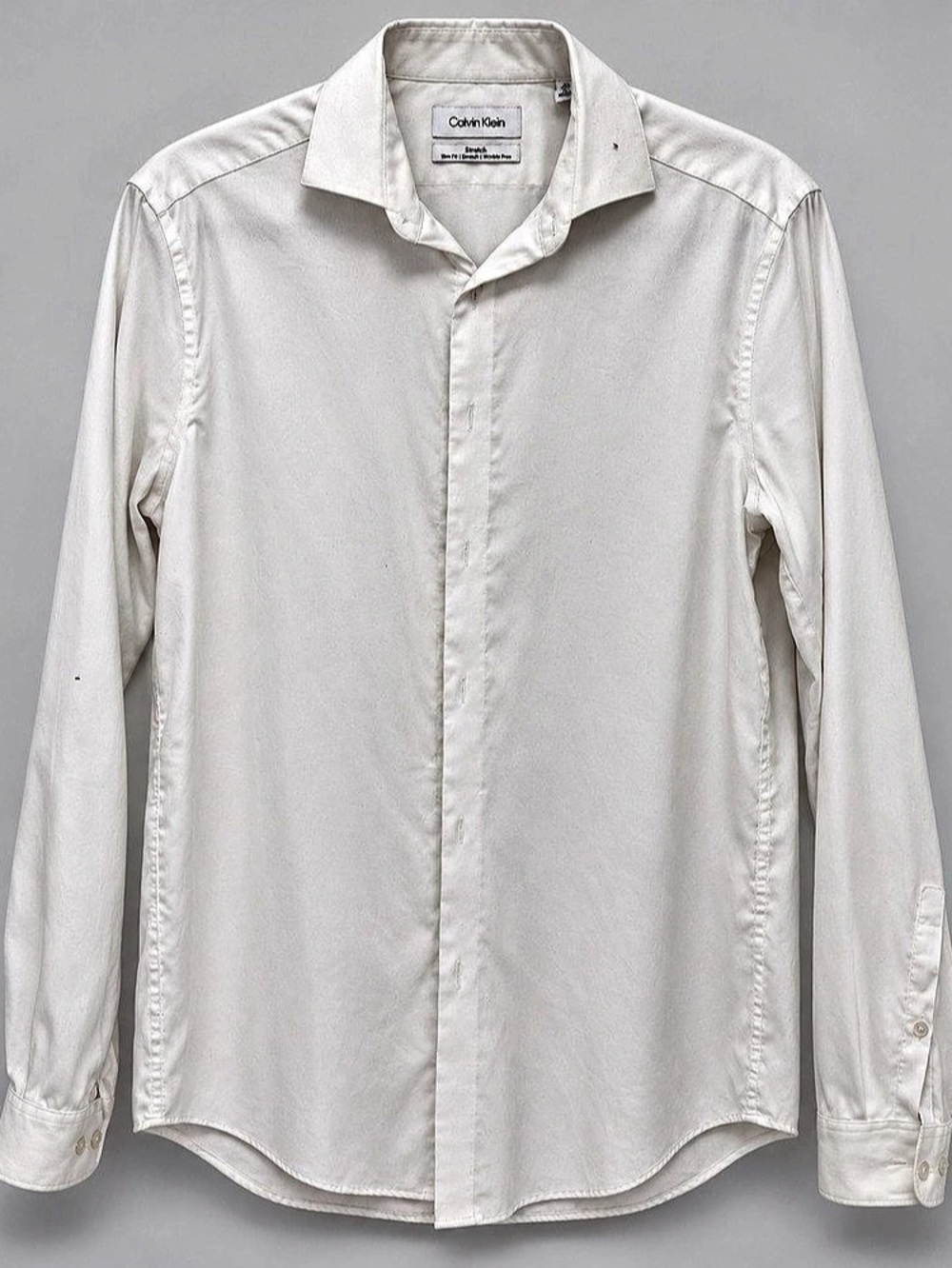Calvin Klein Steel+ Slim Fit Stretch Wrinkle Free Dress Shirt White Medium